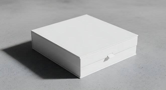 Blank White Box on a Gray Surface with Shadow.