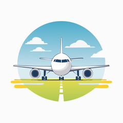Fototapeta premium Front View of a Commercial Airplane on a Runway