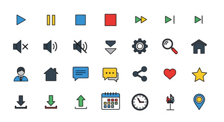 Fototapeta premium Media Player Icons Set