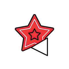 Obraz premium Stylized Red Star Icon with Geometric Triangle Element.
