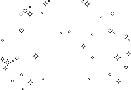 Border with Hearts, Sparkle, Stars, and Dot Symbols vector outline