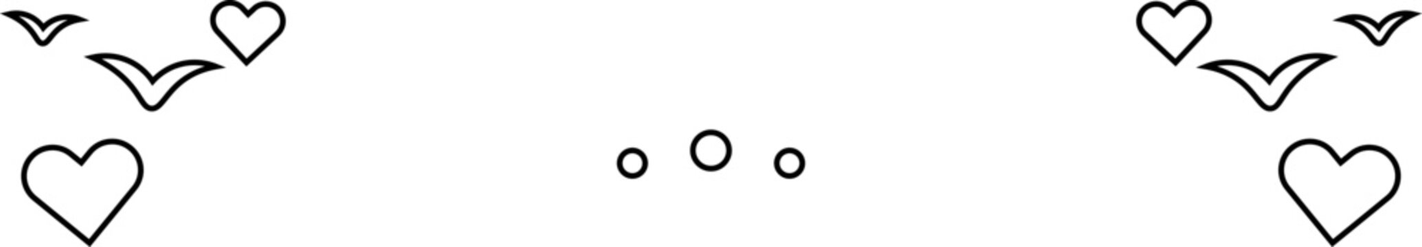 Border with Hearts, Sparkle, Stars, and Dot Symbols vector outline