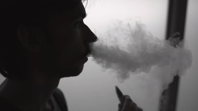 Person Inspects Vapor Production Quality And Flavor Profile Near Window While Reviewing Device . Media