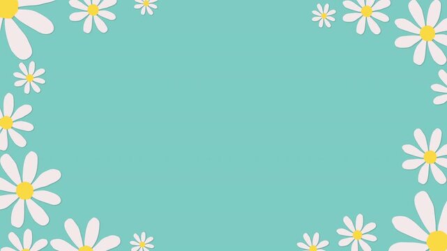 White daisy animation on pastel color background. Cute flower motion graphic template.