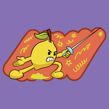 lemon_fencing_food_sport_elegant_character.eps