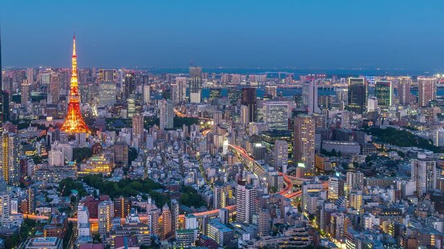 Scenic of cityscape and traffic in Tokyo, Japan.