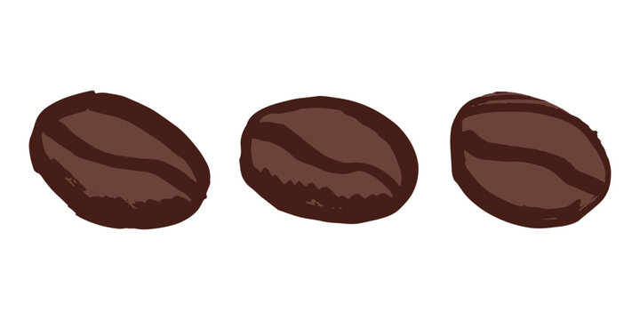 Set of hand drawn fresh roasted coffee bean Arabica robusta seed doodle Single element for design print packaging label decor