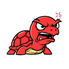 Obraz premium Angry Red Turtle Cartoon Character Expressing Frustration