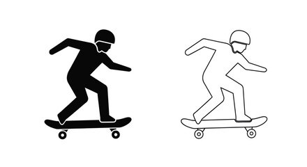 Skateboarder silhouette on a skateboard black and white illustration silhouette © Bismillahadobe