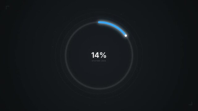 Animated loading circle with percentage display from 1% to 98%