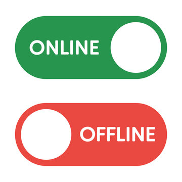 Online offline switch icon vector, on off slider concept, internet connection status button symbols, minimal line and solid style