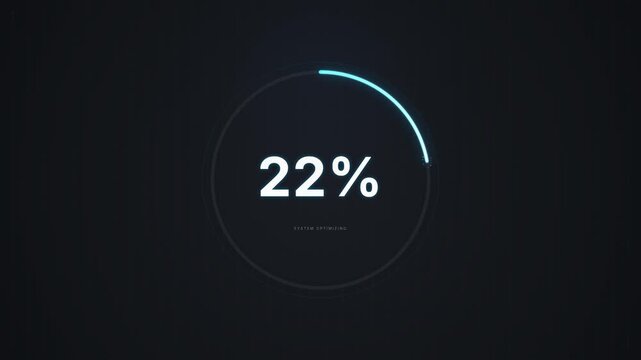 Animated loading circle with percentage progression from 4 to 95 percent on black background