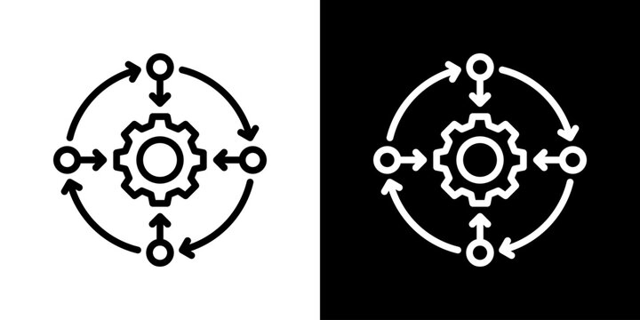 Integration Icon Set Vector Collection Isolated In Black And White