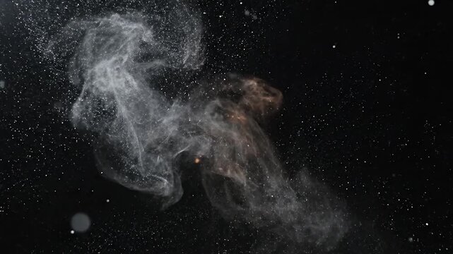 An abstract image of a white cloud-like shape against a dark background, creating a sense of mystery and depth in the composition