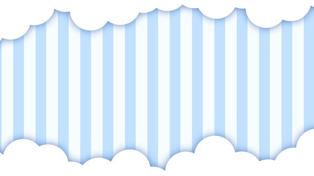 A blue and white striped pattern with scalloped edges is shown on a plain background