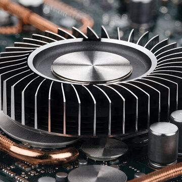 close-up on a modern CPU with premium high-conductivity heatsink