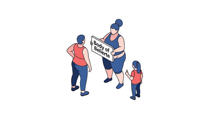 Obraz premium Isometric Illustration of Body of Bacteria Concept with People.