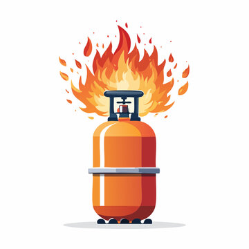 Burning Gas Cylinder with Flames