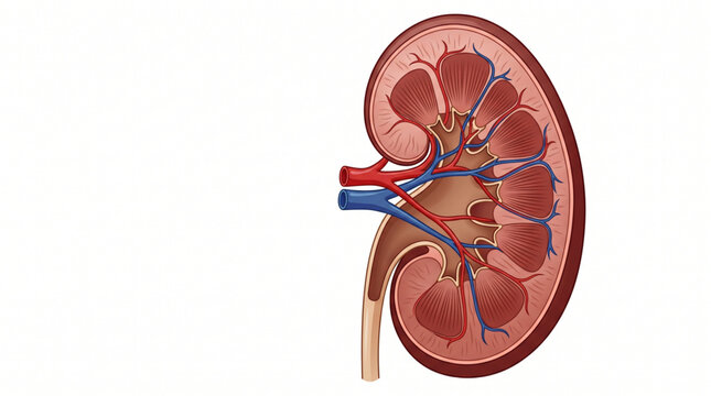 Kidney Anatomy Detailed Medical Vector Diagram
