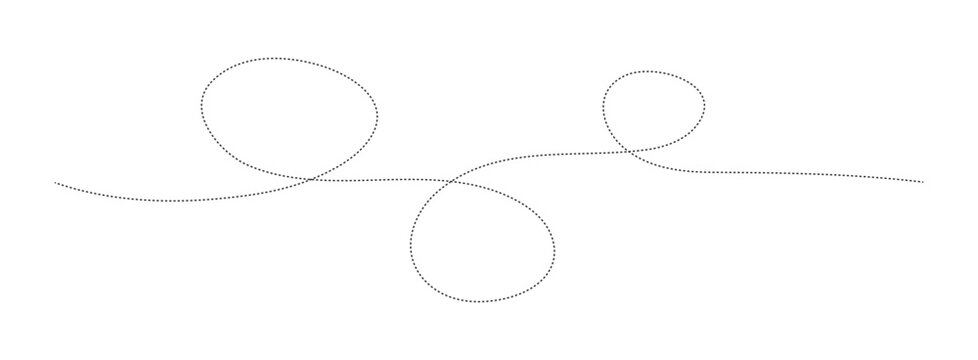  Thin line dotted Spiral Curve. Hand Sketched Curly Border. Abstract wavy squiggle dashed line collection. Minimal squiggle divider, loopy line vector icon in eps 10. Transport dot paths lines.
