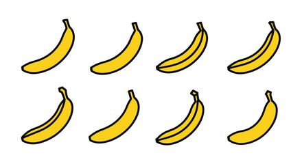 Flat Vector Illustration of Eight Yellow Bananas on White © praja