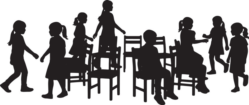 Kids Playing Musical Chairs Party Game