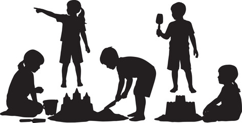 Kids Playing in Sand and Building Castles © Reshma