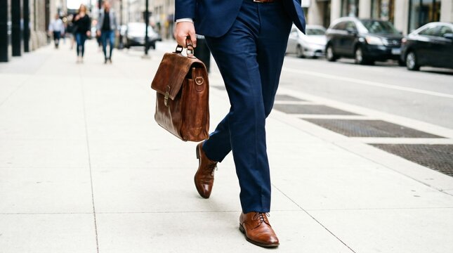 People walking on a busy city street with a woman carrying shopping bags