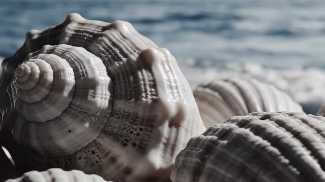Macro Shot of Seashells with Intricate Details and Textures