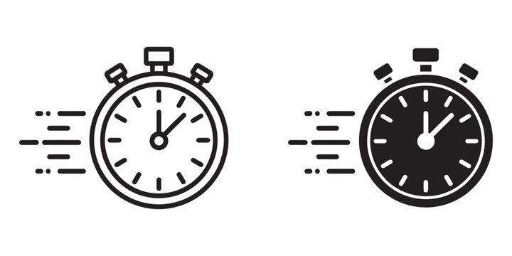 Time fast icon set illustrating rapid time progression fast motion speed indicators urgency deadlines quick scheduling accelerated workflow business productivity efficiency concept design.