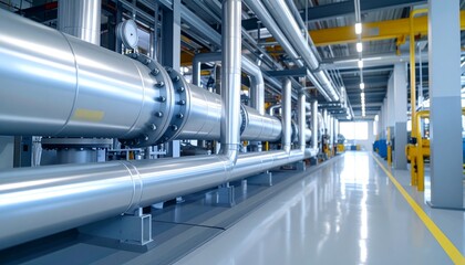 Fototapeta premium Industrial Pipeline System in Modern Factory