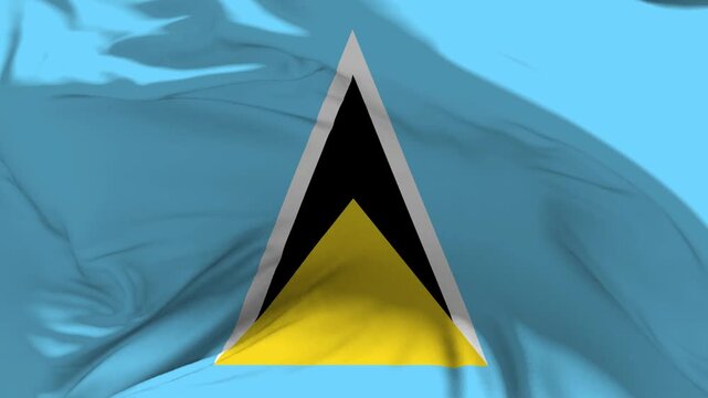 Saint Lucia Flag Waving in Slow Motion Loop Animation