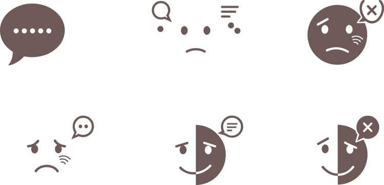 Customer feedback and sentiment icons vector set with emotions chat bubbles ratings and user experience indicators for service evaluation and UX design