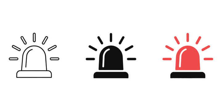 Siren vector icon, police or ambulance red flasher siren icon, emergency warning light symbol, clean modern flat illustration