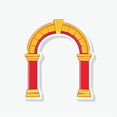 Fototapeta premium Stylized Roman Archway with Red Columns and Golden Details