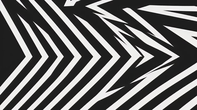 Black and white lines pattern geometric motion background. Seamless looping animation