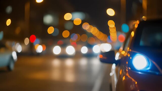 Defocused, blurry, blurred of slow moving traffic with a lots of motorcycles, motorbike, bus, car... transport on the road. Stock footage of urban infrastructure problem, traffic congestion asia