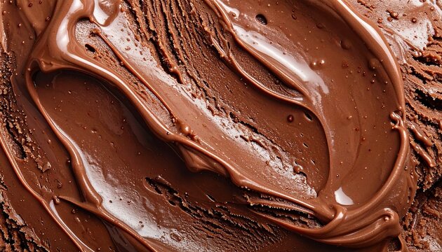ダークチョコレートアイスクリームの濃厚なテクスチャー 光沢感のある贅沢な質感