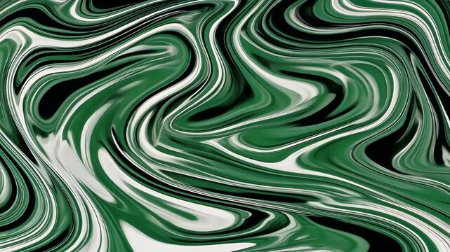 A vibrant abstract green fractal background features a seamless design of wavy liquid lines and colorful swirls that create a motion texture reminiscent of blue sea water paint