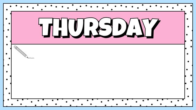 Colorful illustration of thursday written on a notepad with a pencil