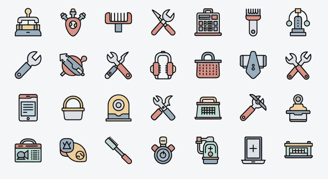 Set of tools and equipment icons