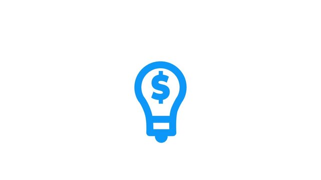 Animated icon of a light bulb with a dollar sign inside, symbolizing business ideas, financial innovation, investment concepts, or creative economic solutions. Perfect for fintech, startup,