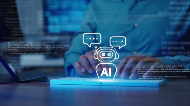 Chatbot Chat with Artificial Intelligence (AI), Digital Chatbot Learning Strategy, Online Customer Service, Virtual Assistant and Future Technology Concept