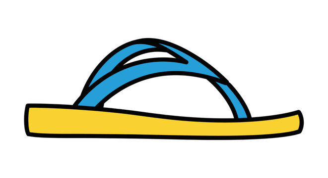 Yellow and blue beach flip flop sandal illustration