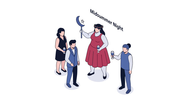 Isometric Illustration of Characters from Shakespeares Midsummer Nights Dream.