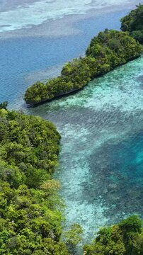 Aerial View of Tropical Lagoon and Coastal Resort in Palau
