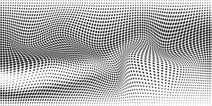 Extreme macro of printed halftone dots forming a bold diagonal dark band with soft gradients on paper. High-contrast abstract texture for posters, banners, signage, labels, packaging, and covers.