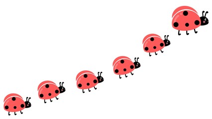 Group of cute ladybug walking in a line. Adorable Clipart of Ladybugs. Cartoon Trail of Cute Insects in a Line. Ladybugs line icon group © Stock Arza