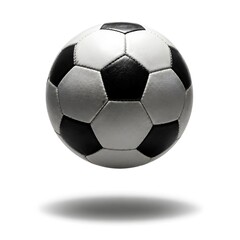 Fototapeta premium Classic Black and White Soccer Ball Floating, Isolated on White Background