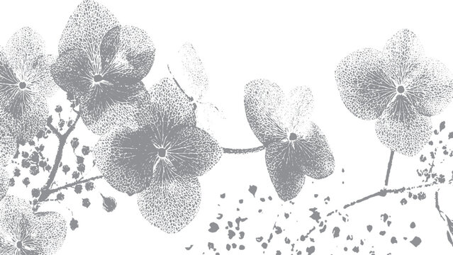 Grungy floral print for textile and fabric design Vintage flower pattern with rough grunge texture